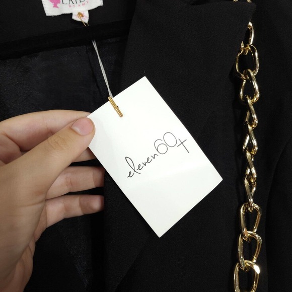 Latiste by Amy Womens Dress Blazer Rainbow Peplum Chain Puff Sleeve Mini Sz 1X - Picture 7 of 11